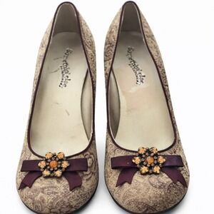 Somethin Else By Skechers Brown Textile Wedge Heel Shoes Size 7.5